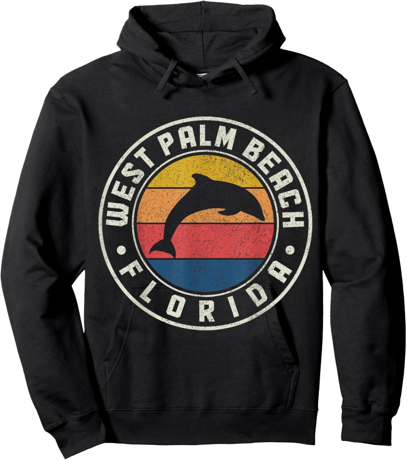 West Palm Beach Florida Dolphin Souvenir Vintage Hoodie - Hoodie | Black
