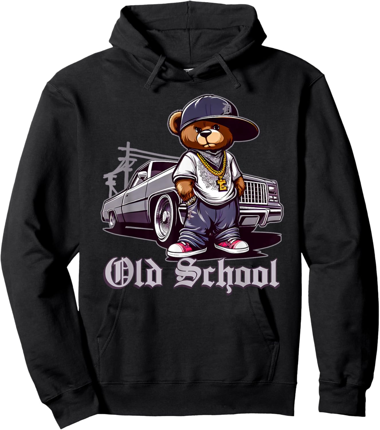 Old School Hip Hop Teddy Bear Lowrider Chicano Culture Cute Hoodie - Hoodie | Black