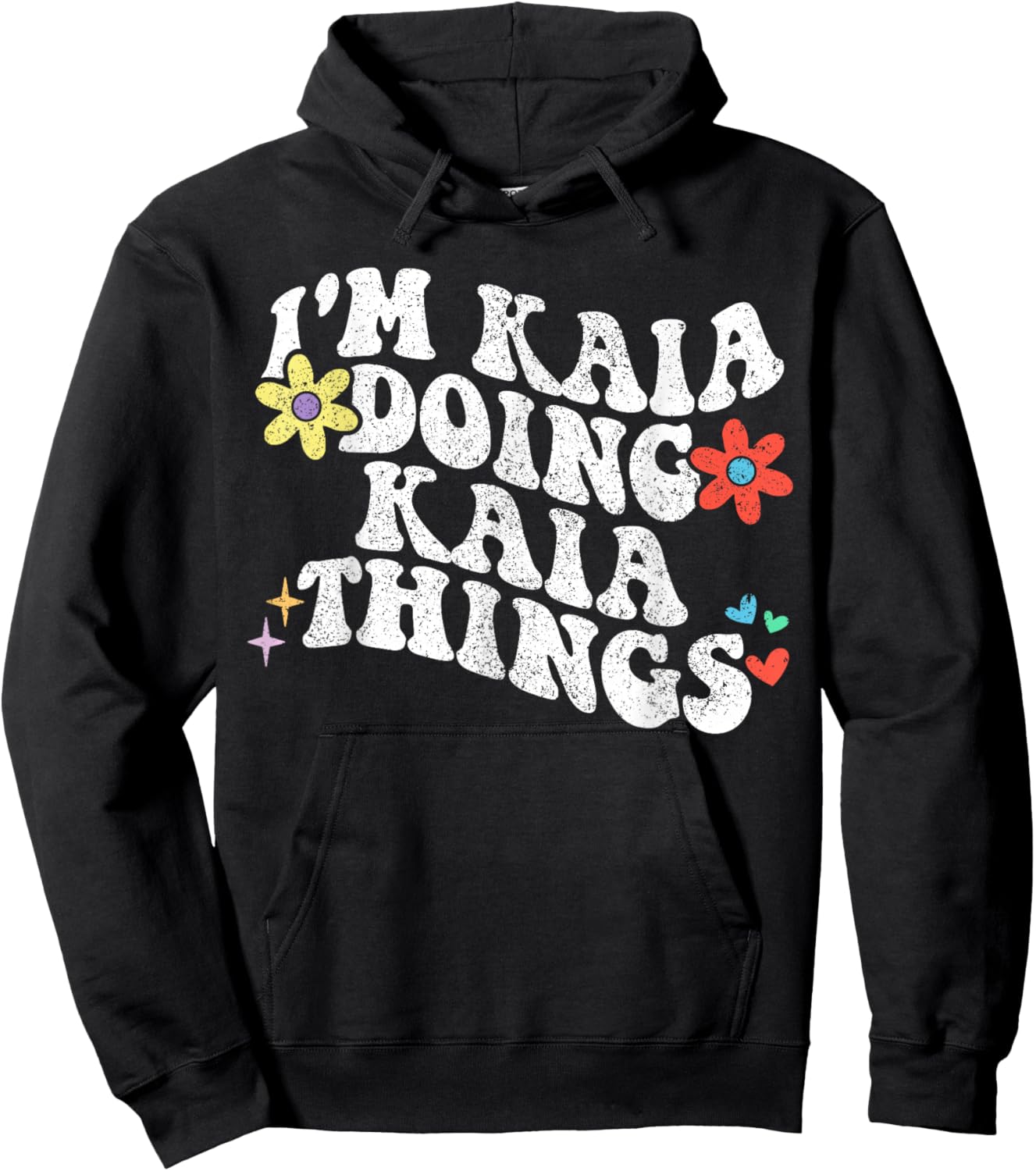 Retro Groovy Im Kaia Doing Kaia Things Funny Mother's Day Hoodie - Hoodie | Black