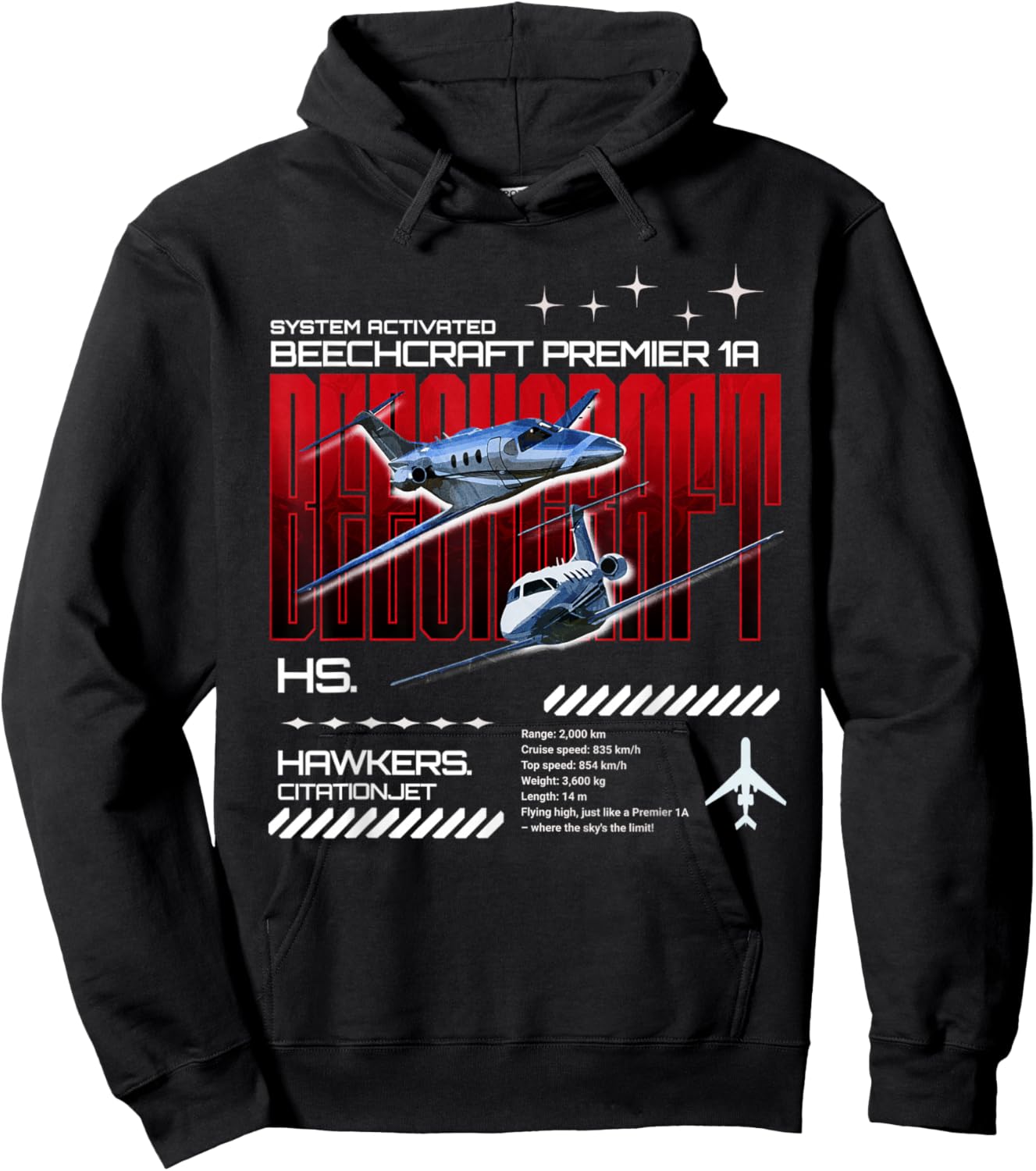Light Hawkers Beechcraft 1A Hoodie - Hoodie | Black