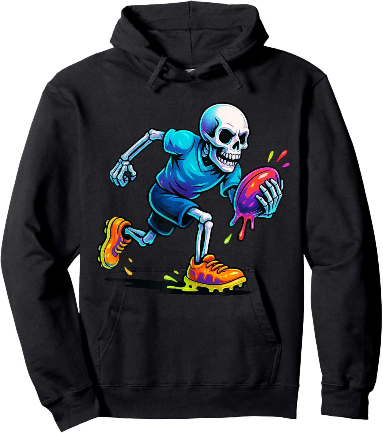 Skeleton Rugby Drip Ice Cream Drip Hoodie - Hoodie | Black