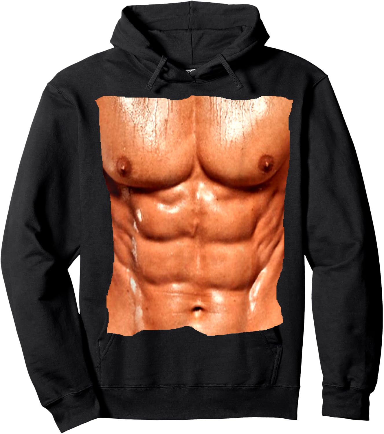Replica Six Pack Abdomnial Abs Fake Muscle Chest Hoodie - Hoodie | Black