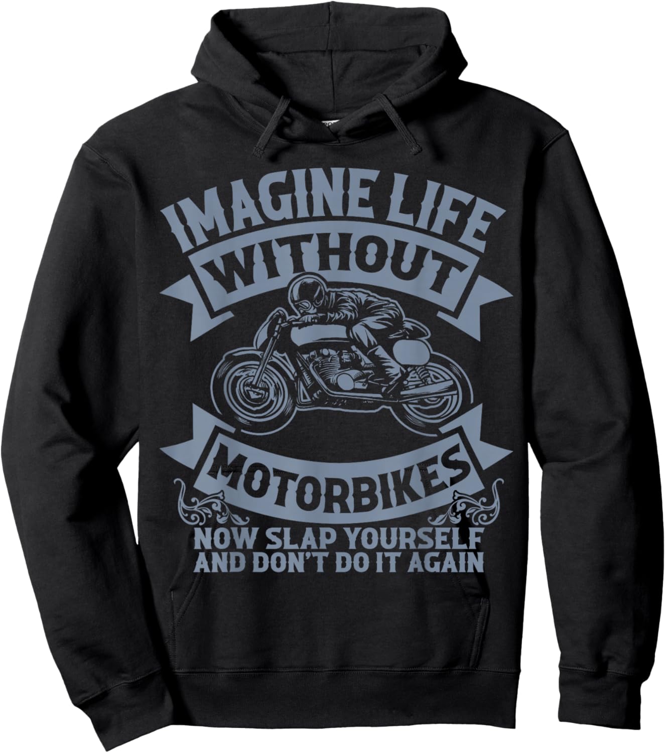Funny Road-Thrill Rider Biker Life Motorcycle Joke Men Women Hoodie - Hoodie | Black