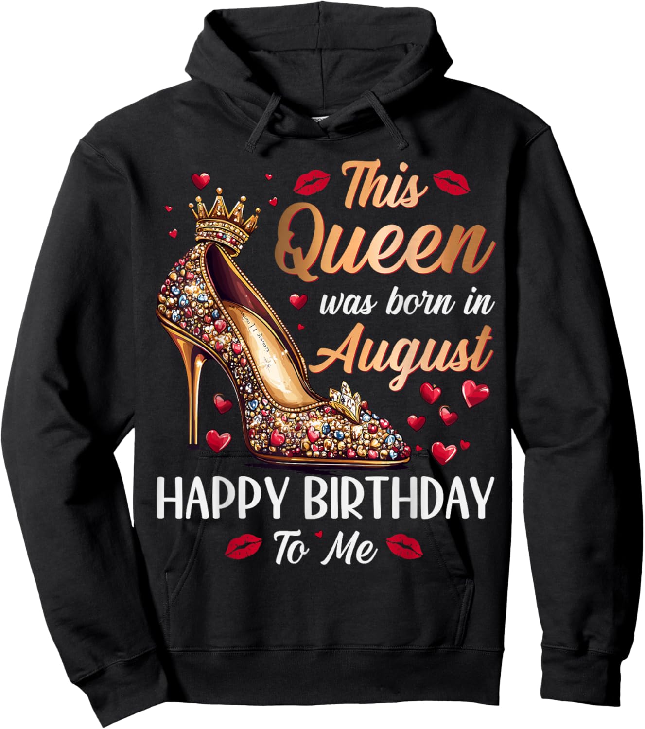Queen Was Born In August High Heel Women's Happy Birthday Hoodie - Hoodie | Black