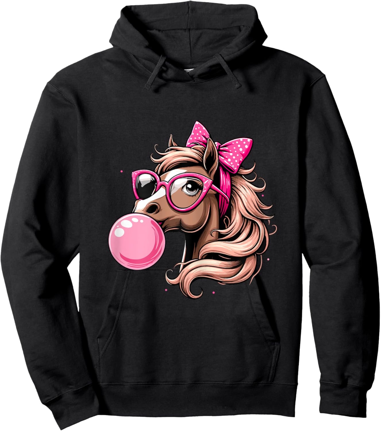 Horse Bubblegum Horse Girl Horseback Hoodie - Hoodie | Black