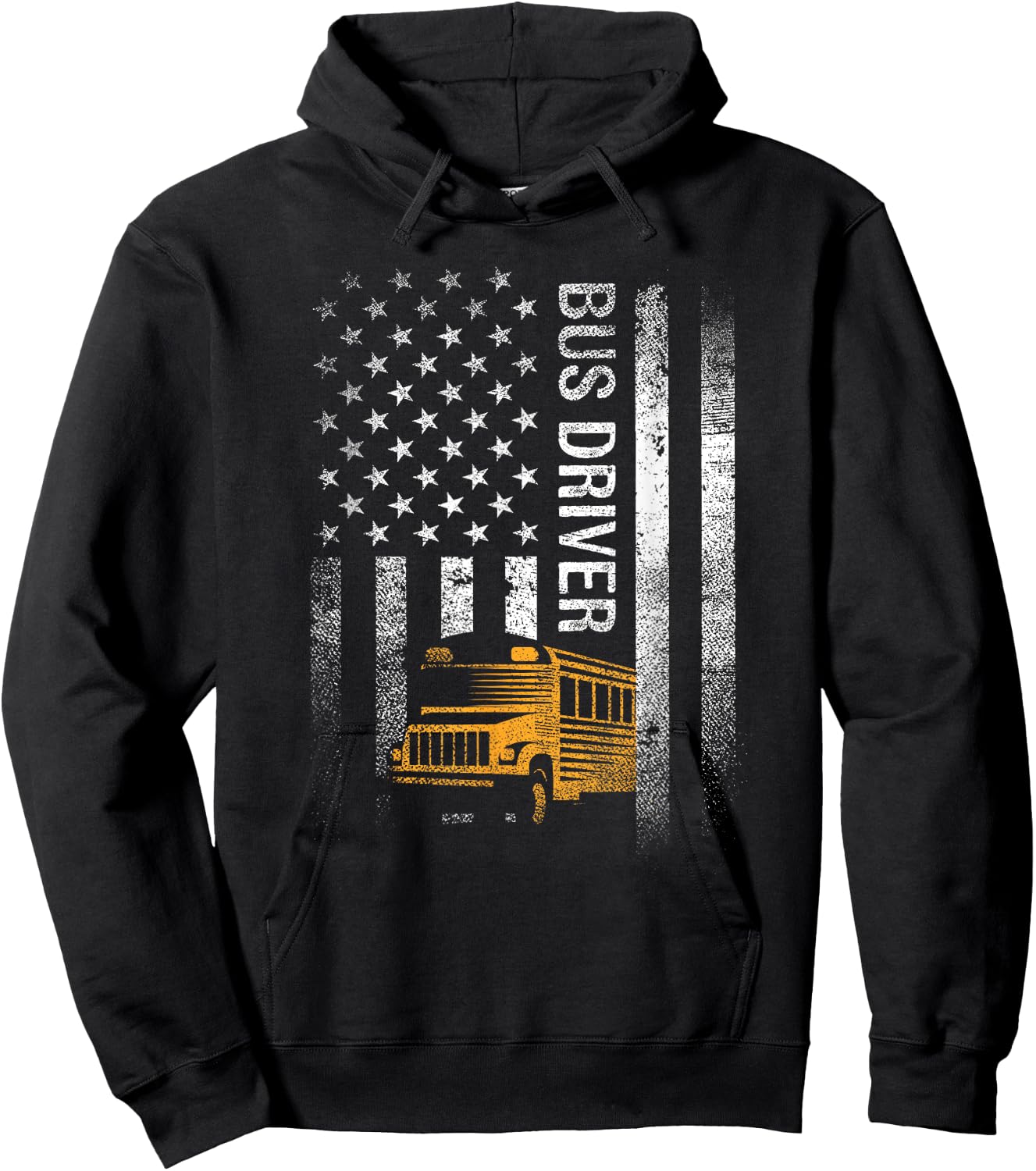 School Bus Driver USA American Flag Funny Bus Driver Gift Hoodie - Hoodie | Black