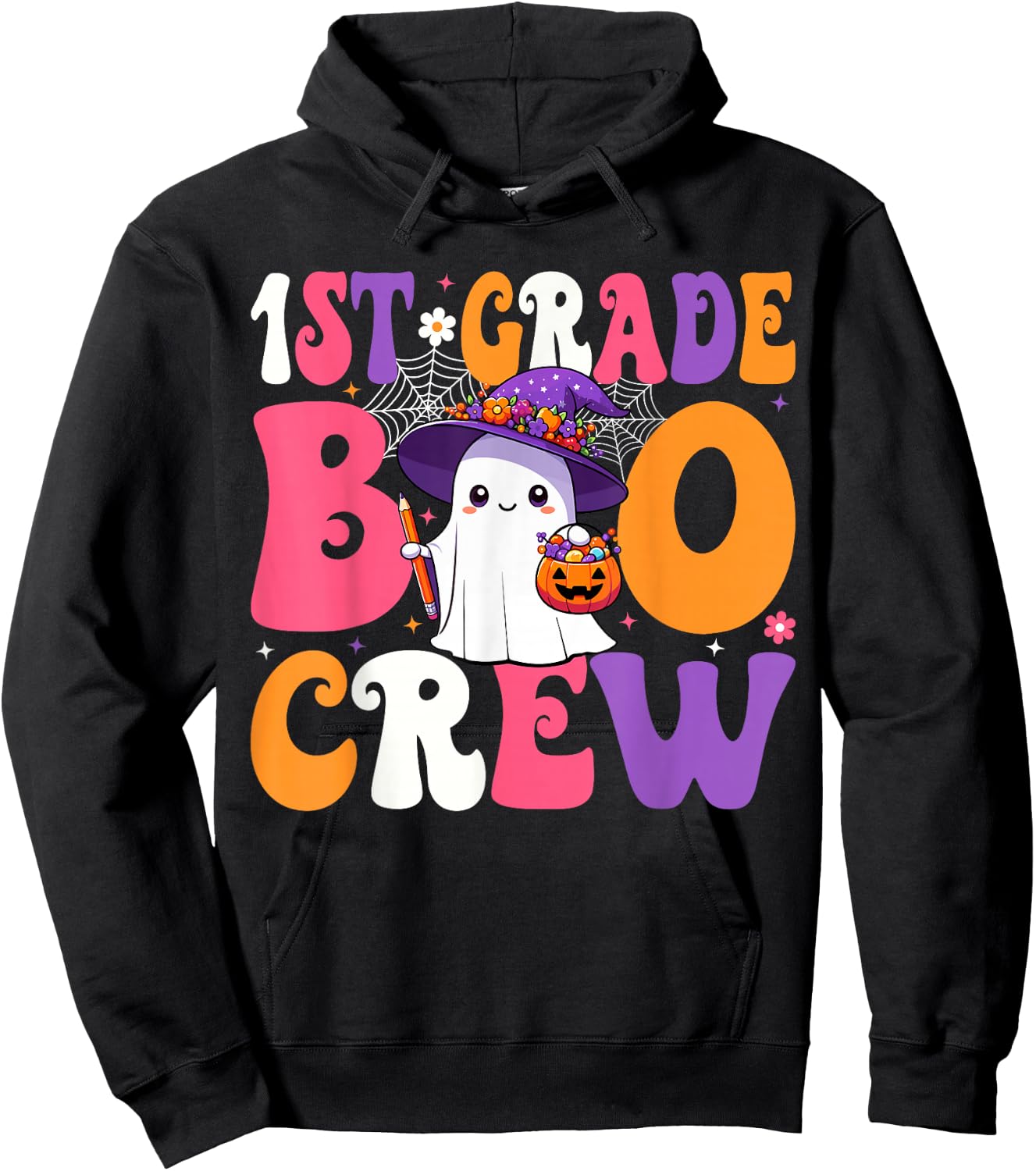 1st Grade Boo Crew Halloween First Grade Halloween Teacher Hoodie - Hoodie | Black