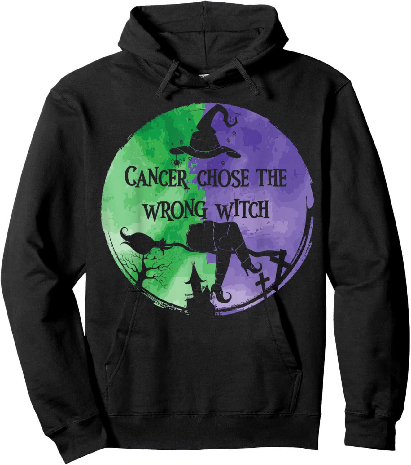 Cancer Chose The Wrong Witch Green Purple Anal Cancer Hoodie - Hoodie | Black