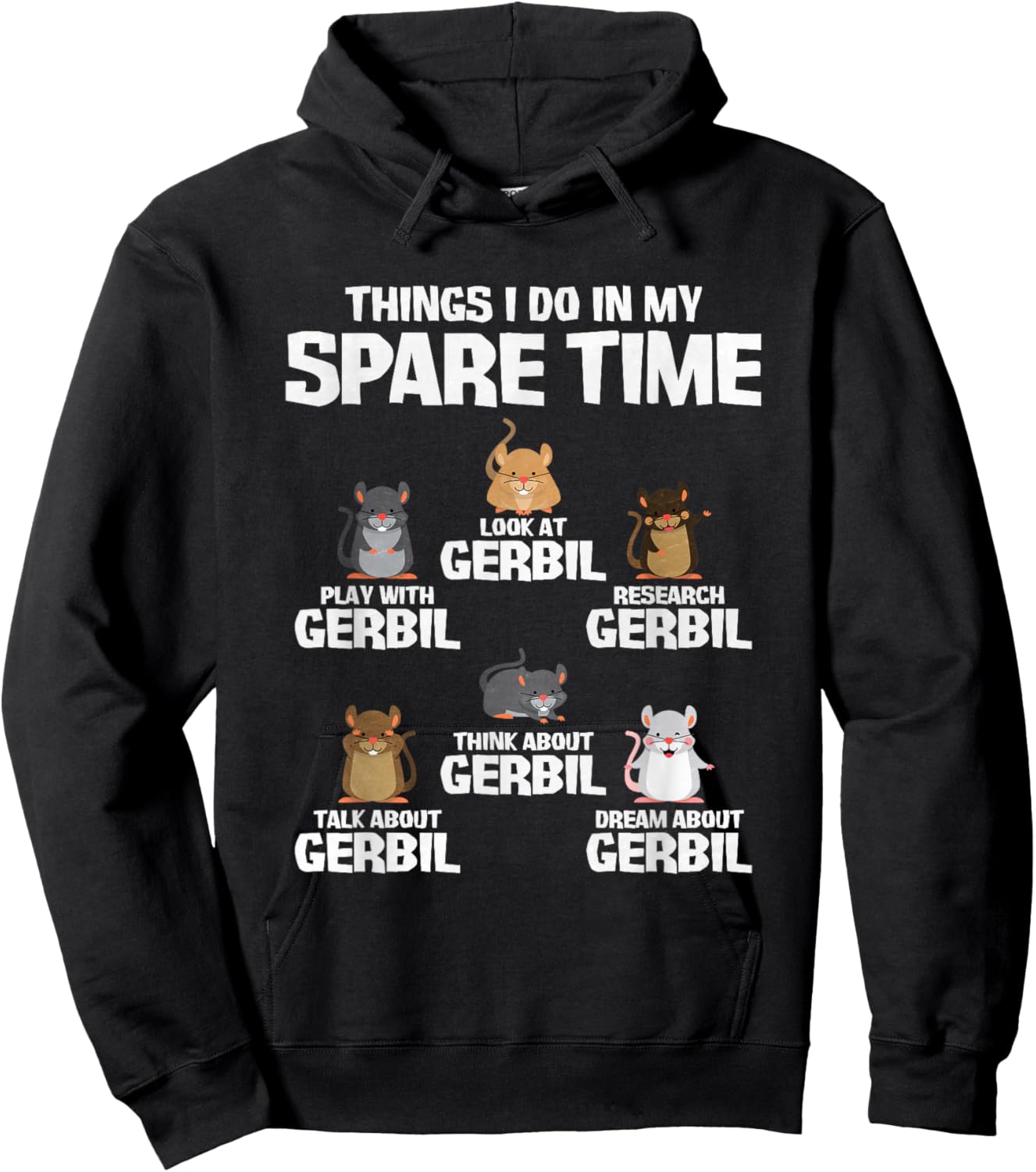 Things I Do In My Spare Time Gerbil Hoodie - Hoodie | Black