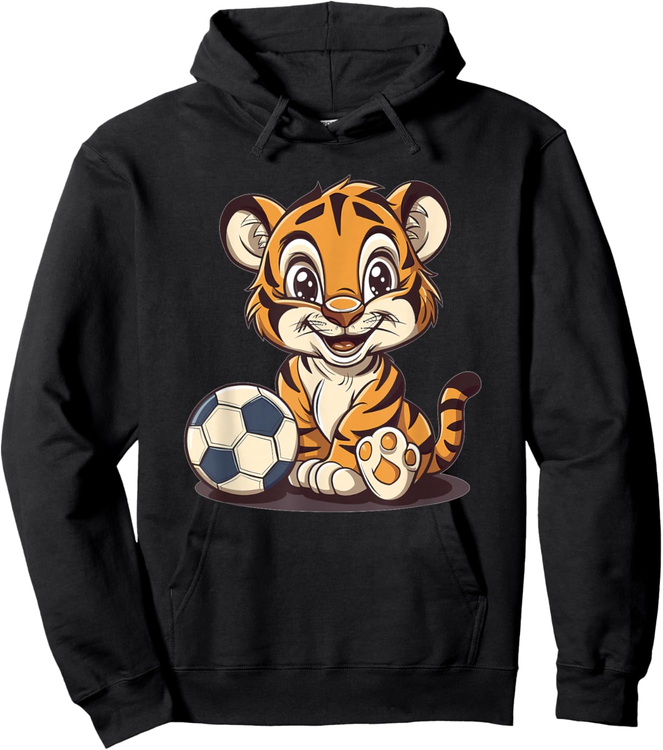 Cute Soccer Tiger Hoodie - Hoodie | Black