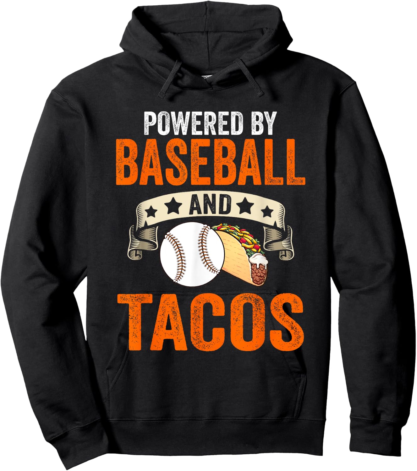 Powered by baseball and tacos Hoodie - Hoodie | Black