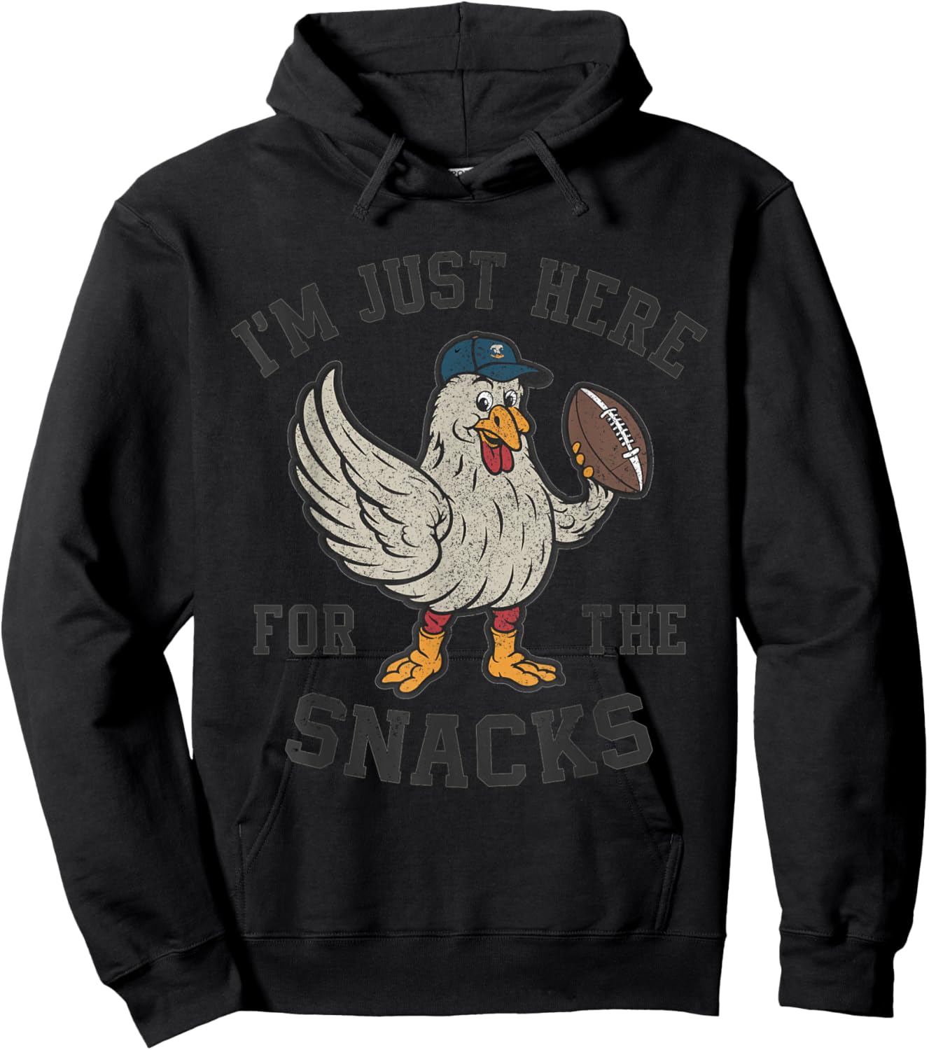 Funny I'm Just Here For The Snacks Football Hoodie - Hoodie | Black