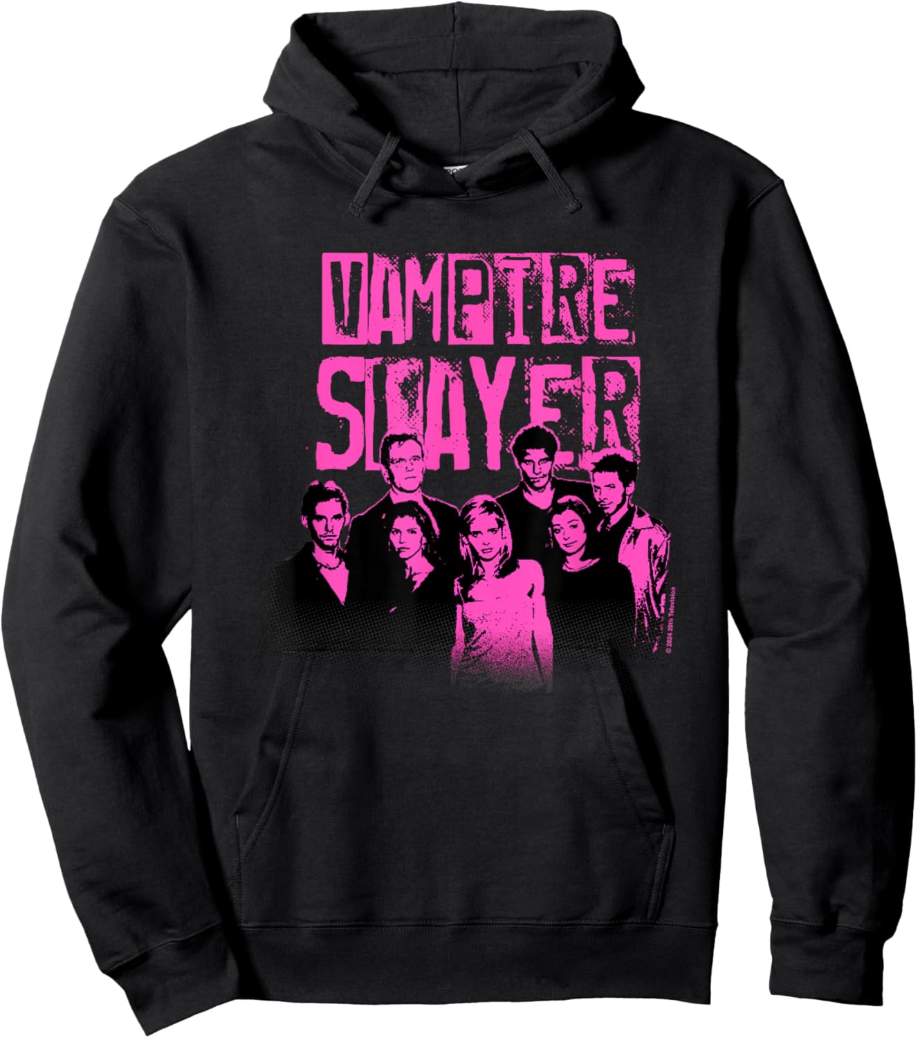 Buffy The Vampire Slayer Main Characters Faded Group Logo Hoodie - Hoodie | Black