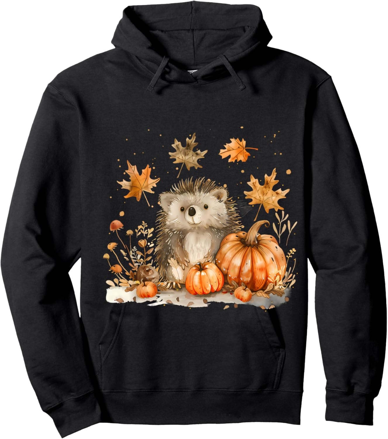 Halloween Hedgehog Autumn Artwork Trick Or Treat Pumpkin Hoodie - Hoodie | Black