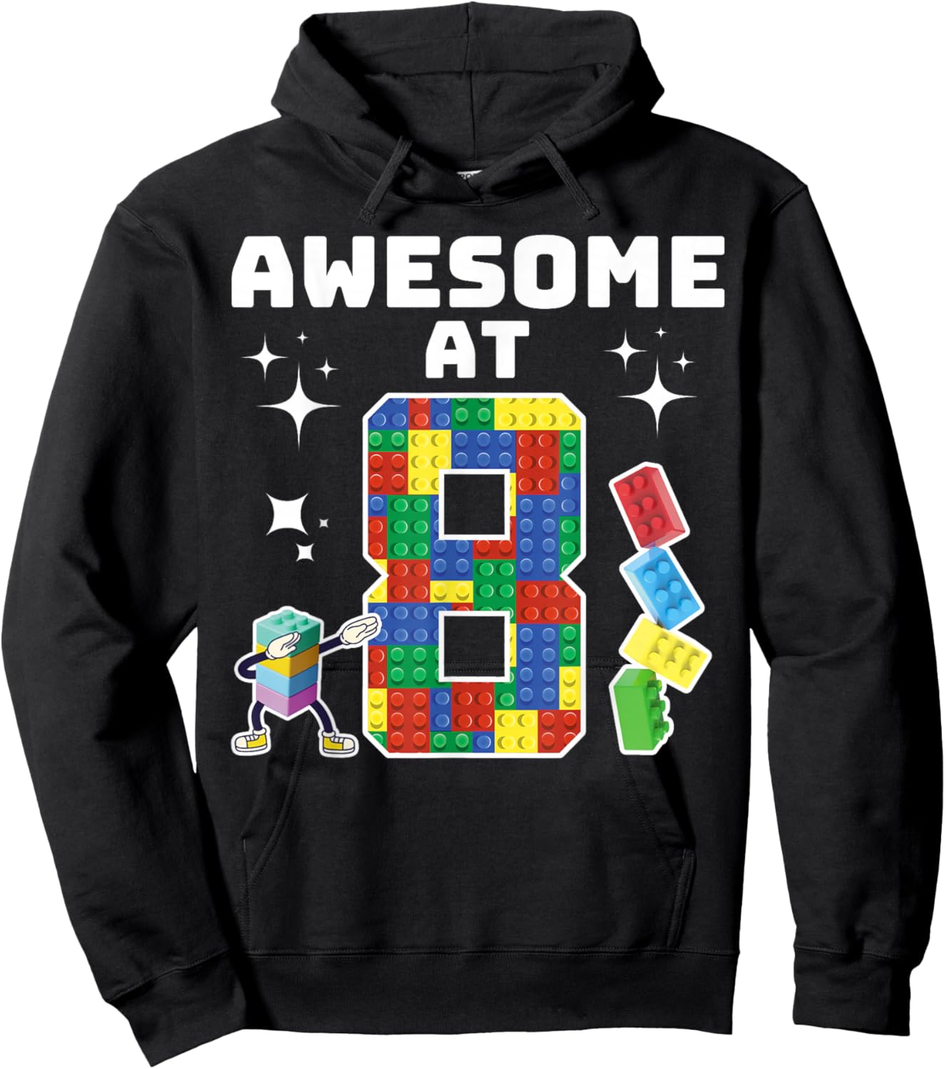 Building Blocks Building Bricks 8th Birthday Boy Dabbing Boy Hoodie - Hoodie | Black