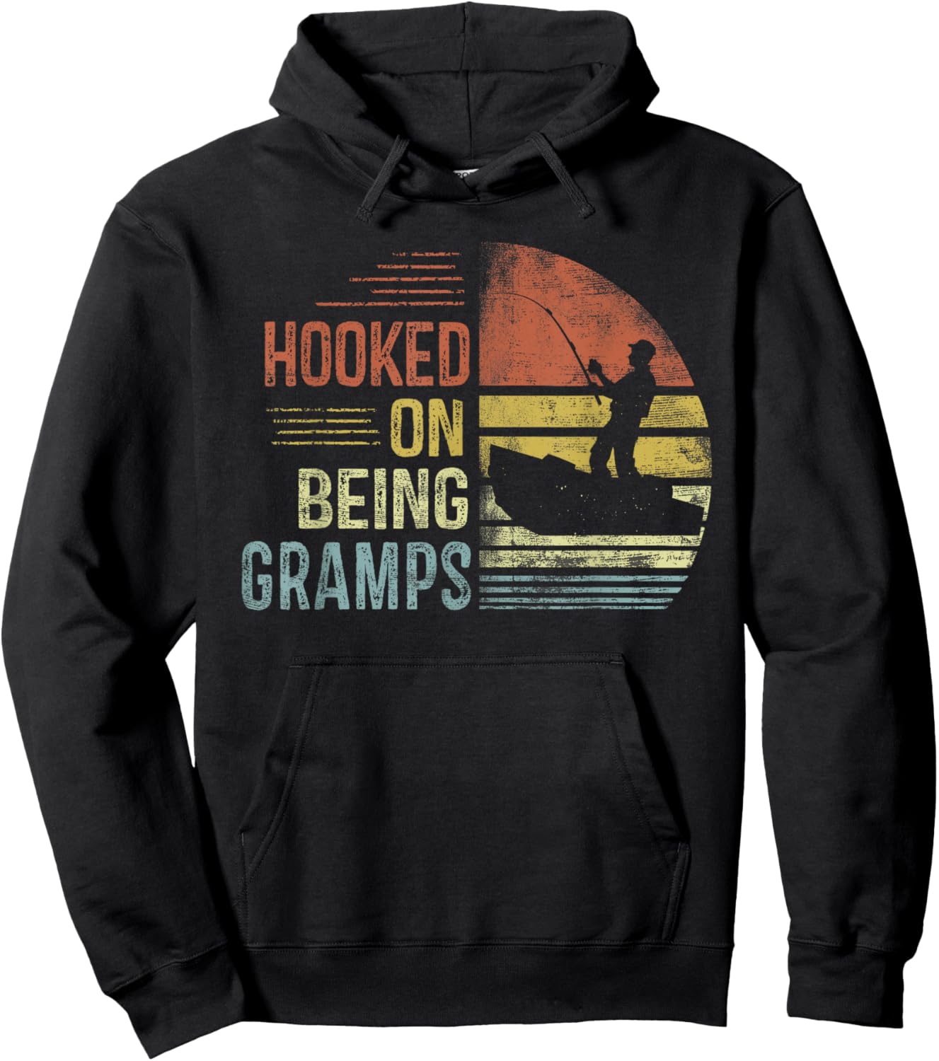 Hooked On Being Gramps Fishing Gifts Gramps Father's Day Hoodie - Hoodie | Black
