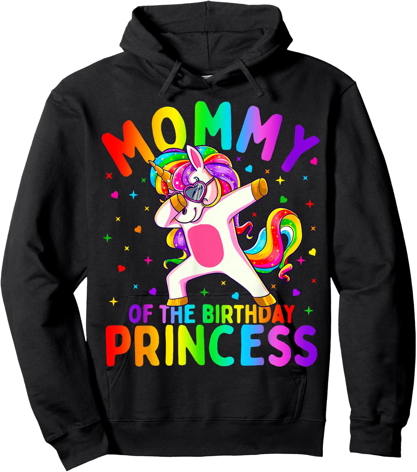 Mommy of The Birthday Princess Girl Dabbing Unicorn Mom Small Hoodie - Hoodie | Black