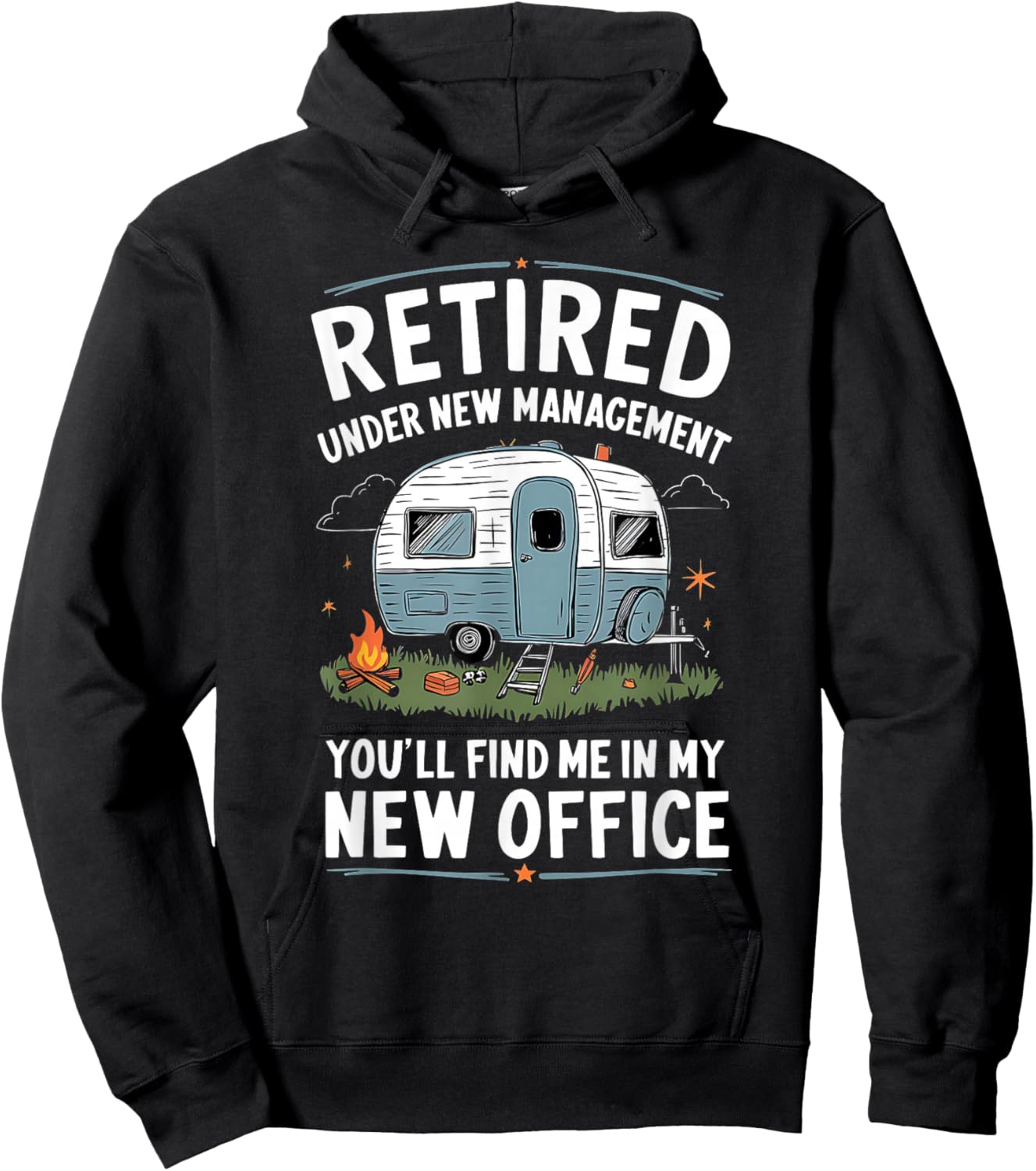 Retirement Retired Funny Camper Camp Camping , Small, Black Hoodie - Hoodie | Black