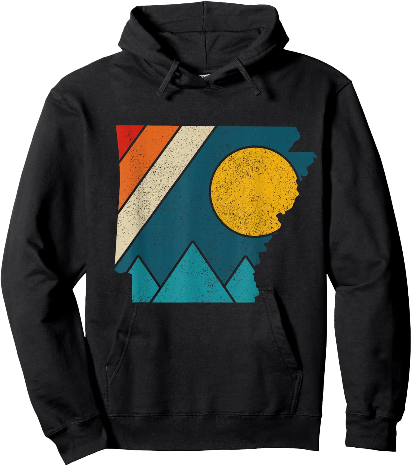 Arkansas Vintage State Map Mountains Hiking Pride Gift Hoodie - Hoodie | Black