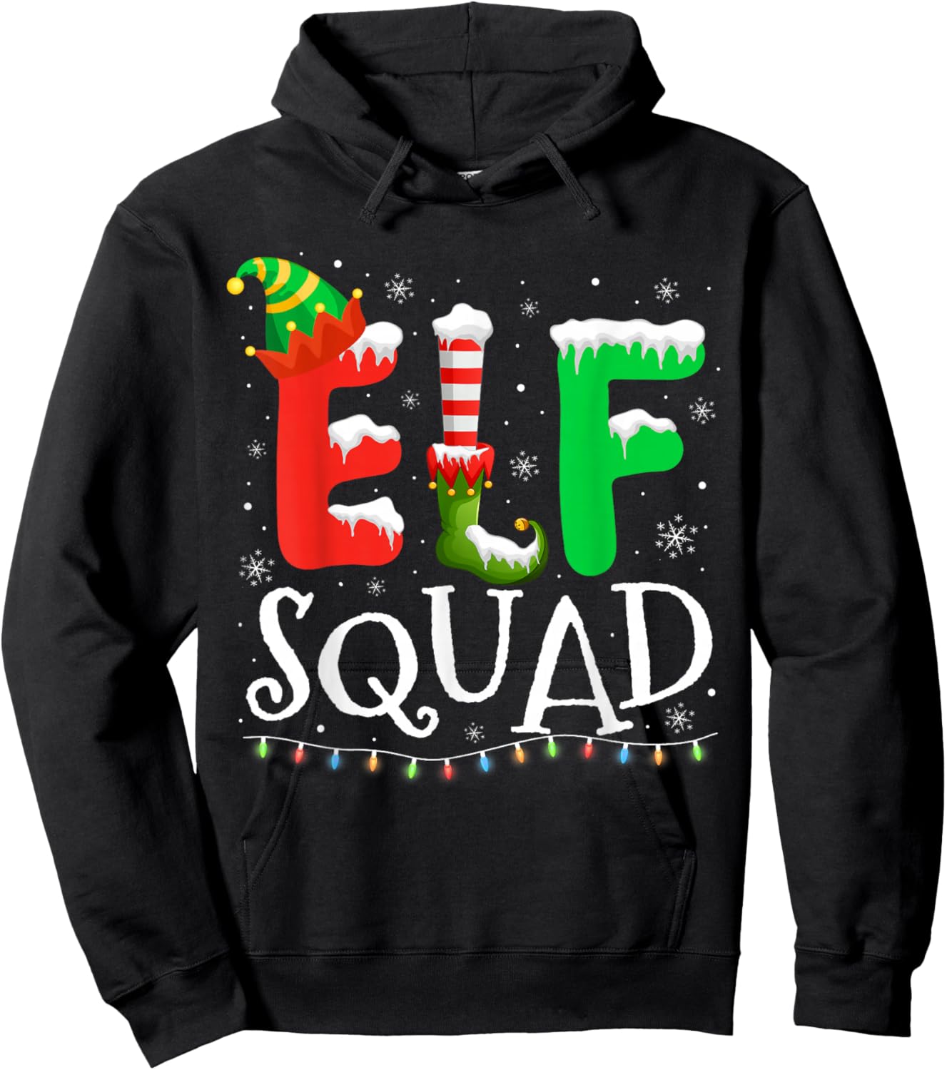 Elf Family Christmas Matching Pajamas Xmas Elf Squad Hoodie - Hoodie | Black