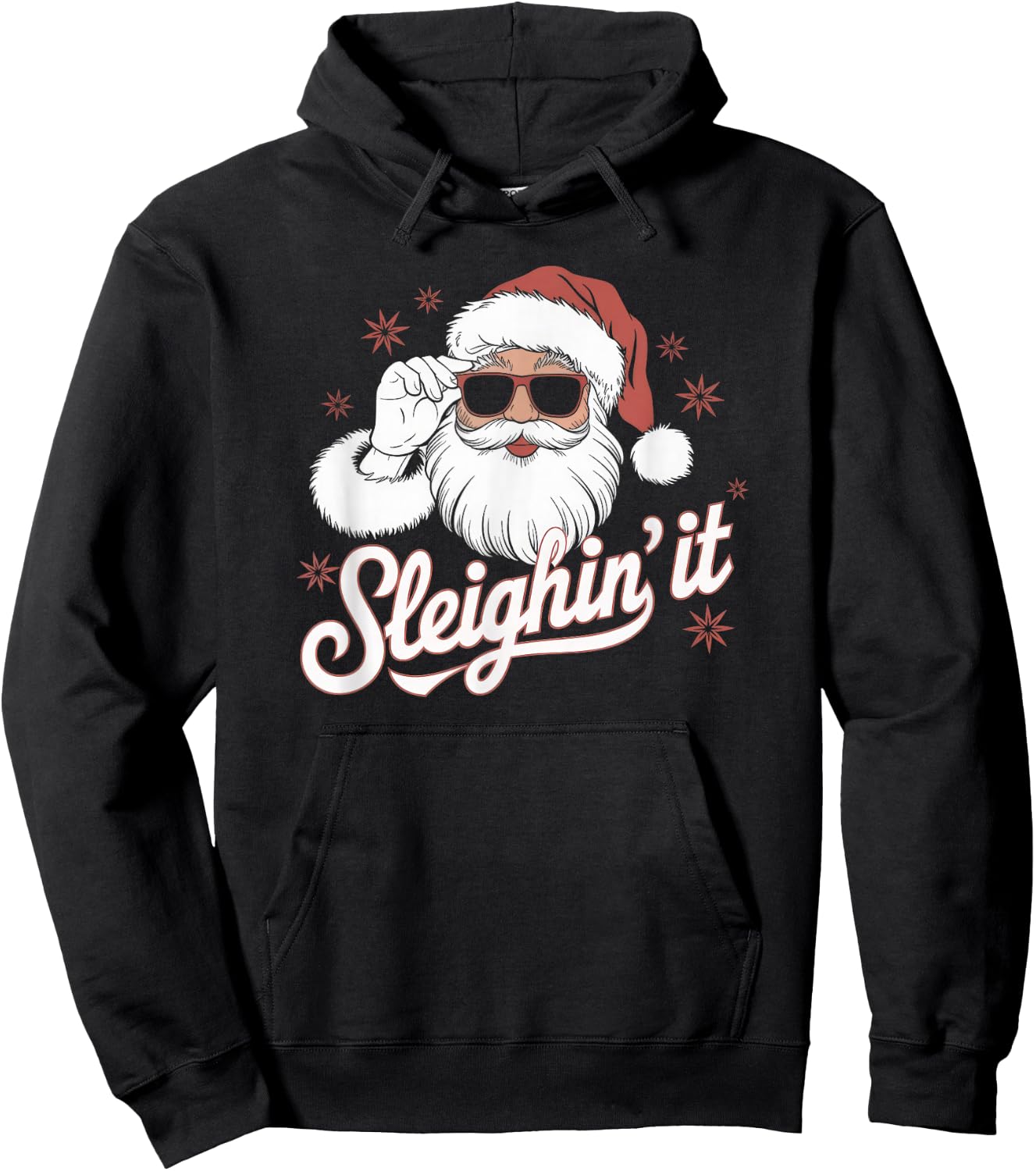 Sleighin' It Funny Santa Cool Sunglasses Sleighing Dad Retro Hoodie - Hoodie | Black