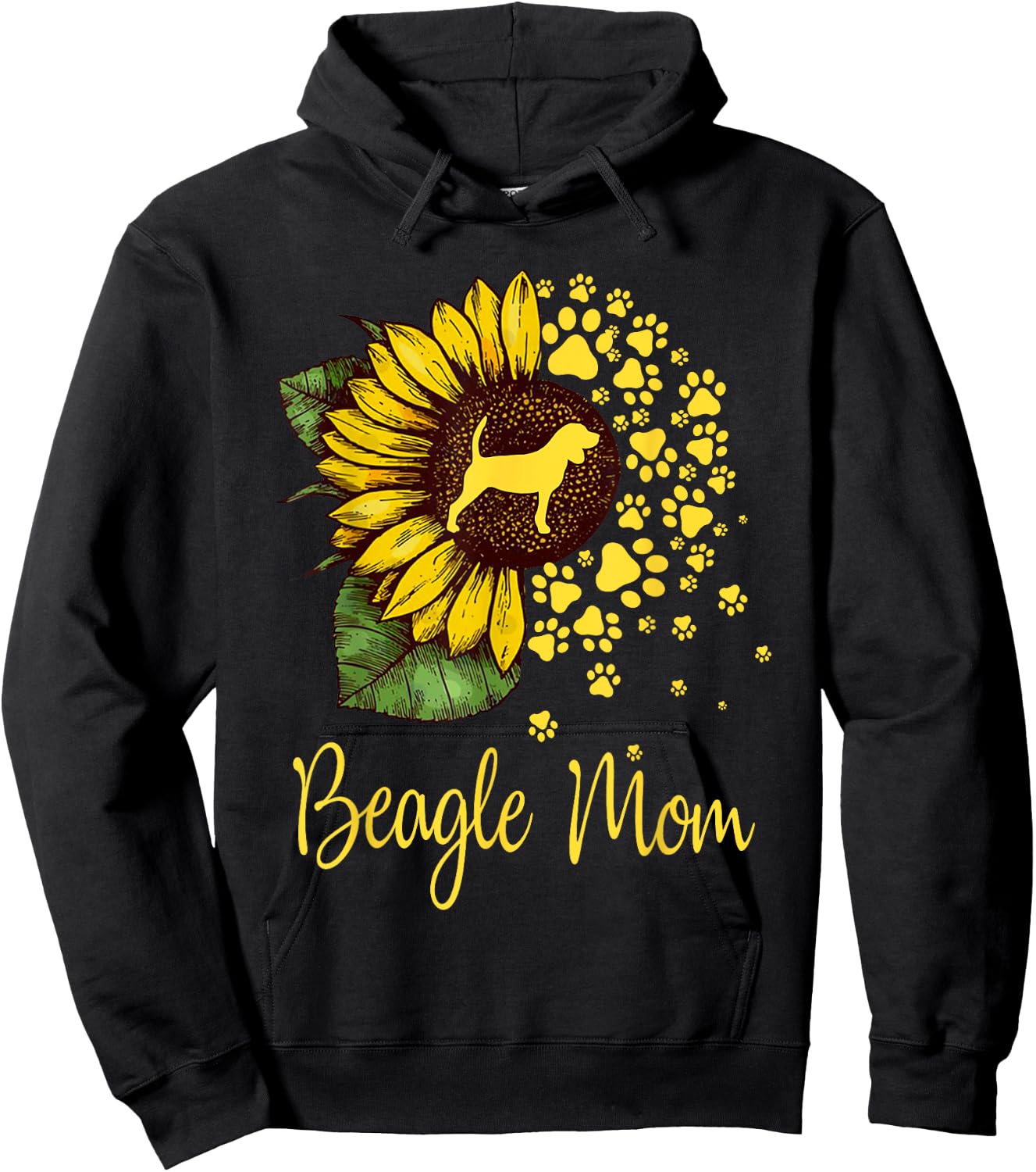 Sunflower Beagle Mom Dog Lover Hoodie - Hoodie | Black
