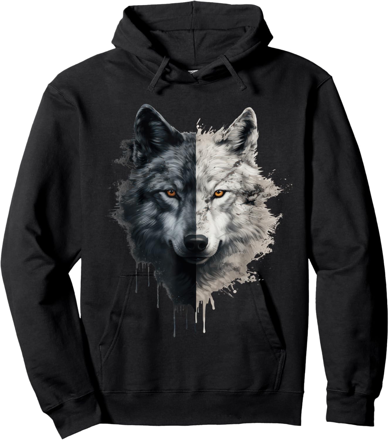 Wolf Face Graphic Hoodie - Hoodie | Black