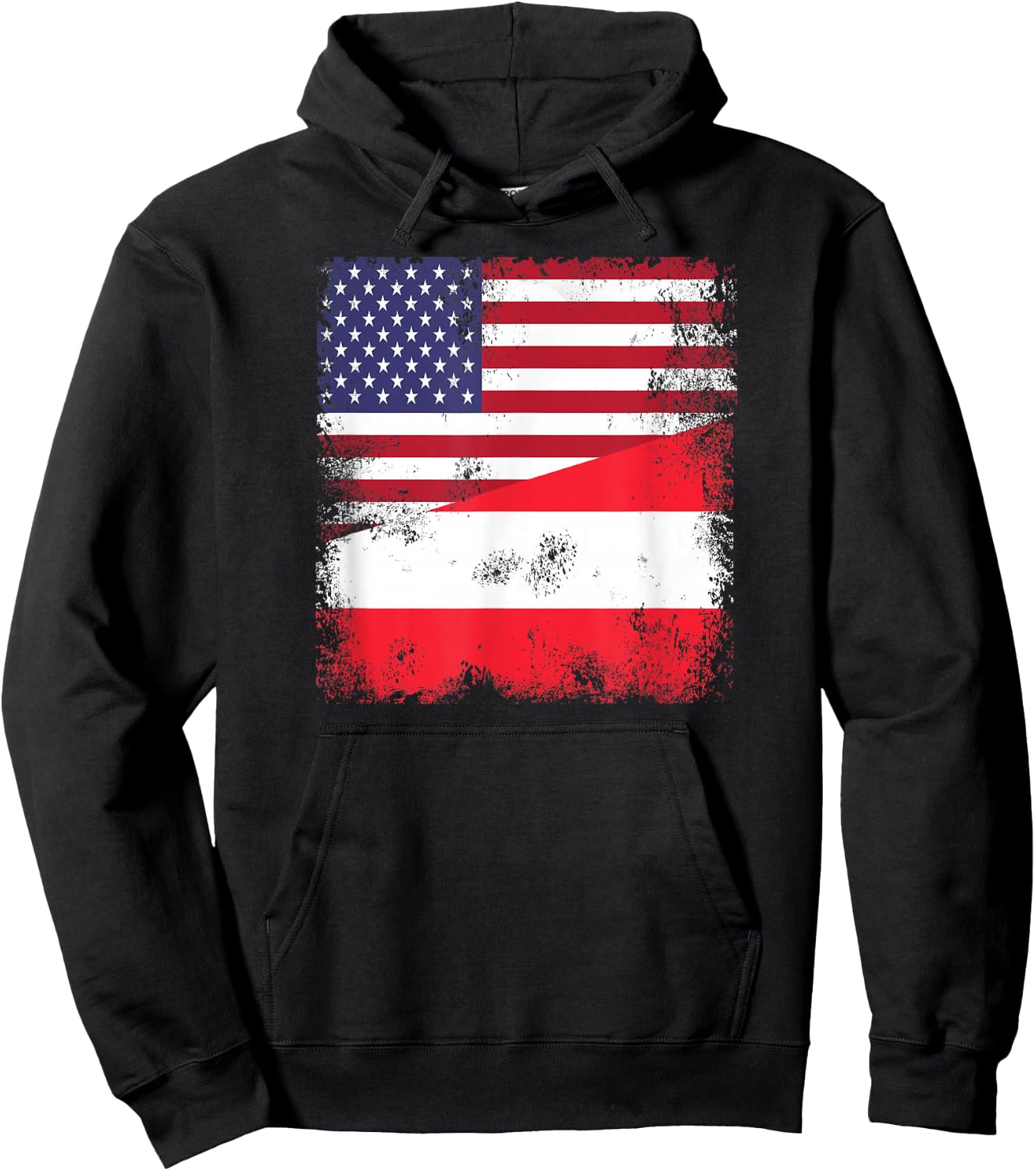 Half Austrian Flag | Vintage Austria USA Gift Hoodie - Hoodie | Black