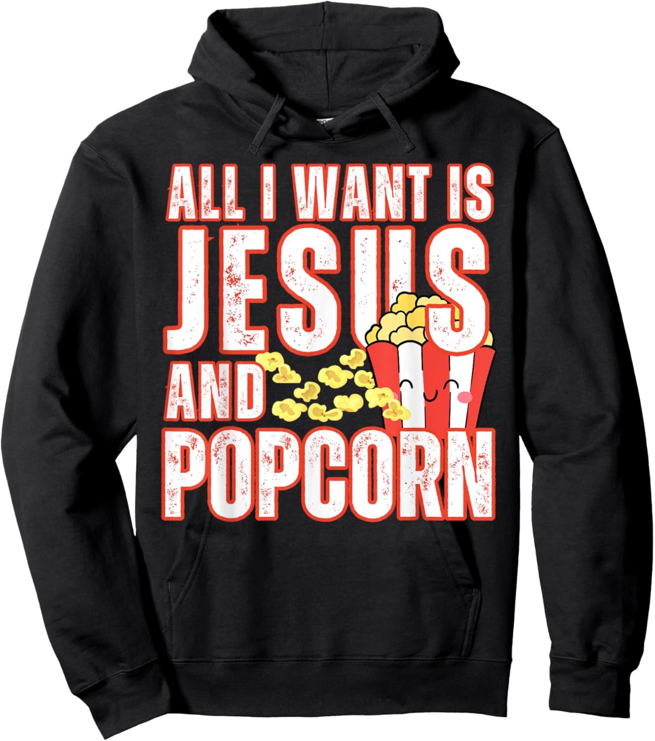 All I Want Is Jesus And Popcorns Christian Humor Funny Hoodie - Hoodie | Black