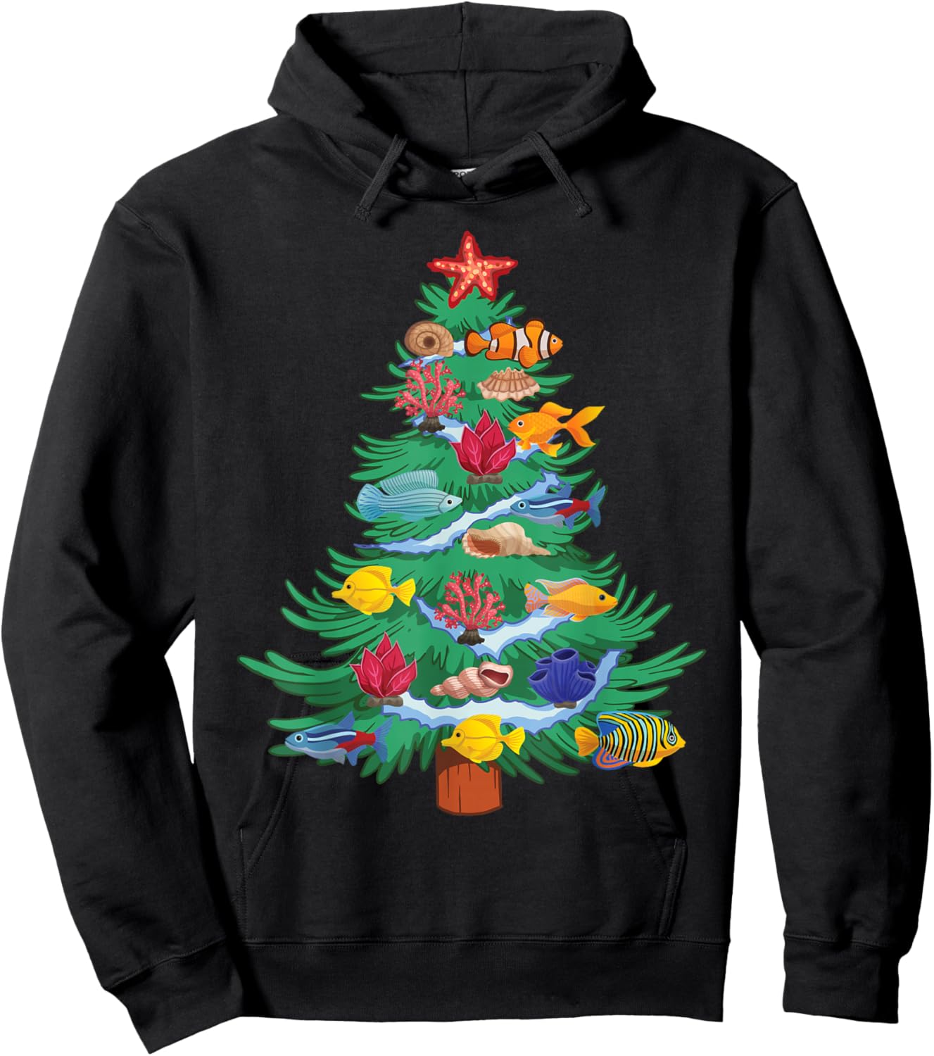 Saltwater Aquarium Christmas Tree Hoodie - Hoodie | Black