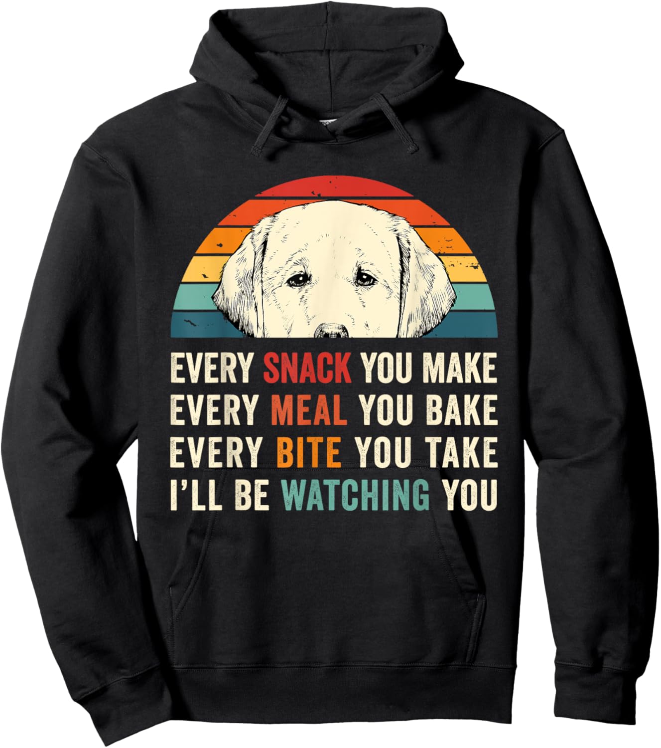 Retro Every snack you make Every meal you bake Yellow Lab Hoodie - Hoodie | Black