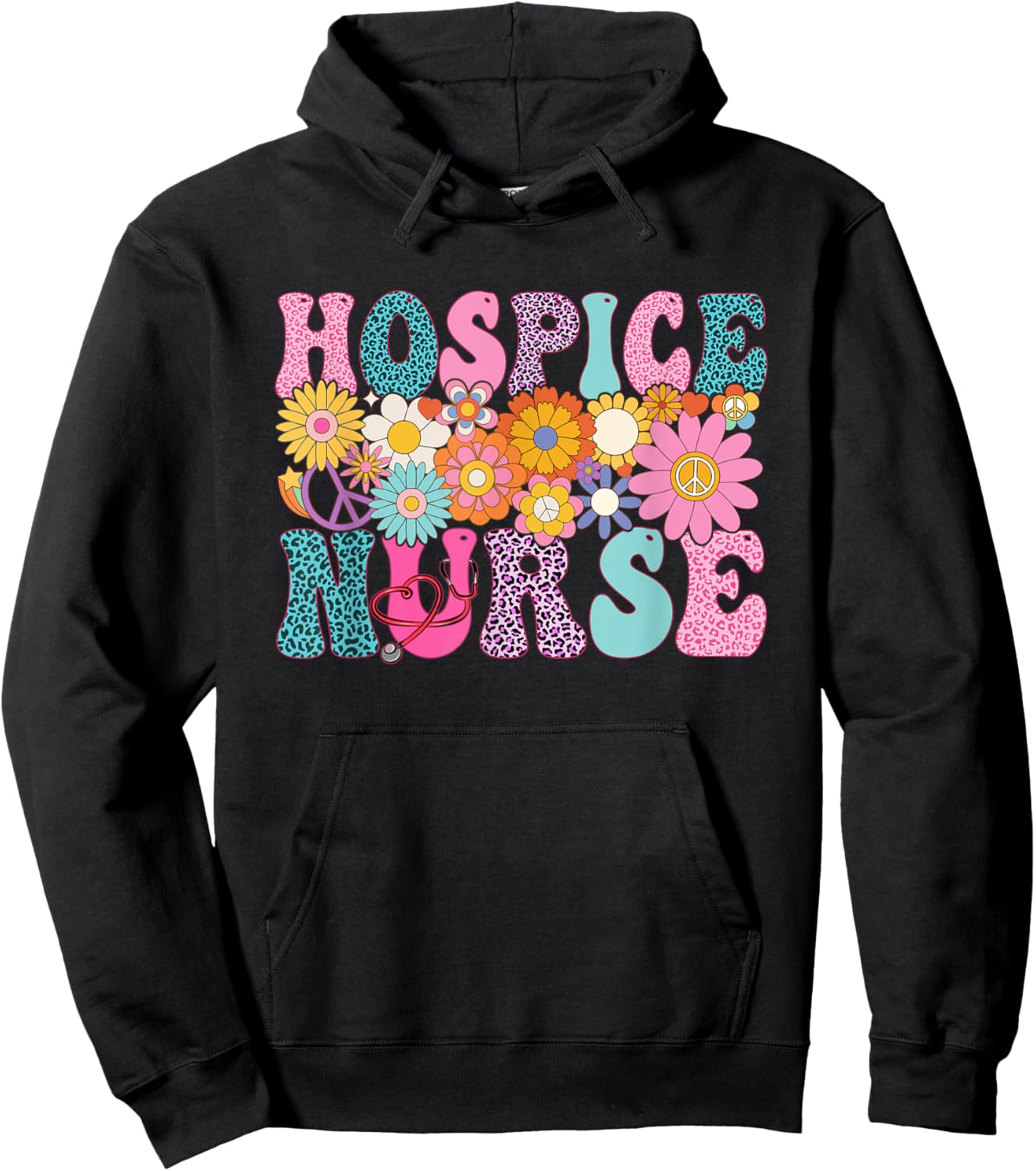 Hospice Nurse Week Groovy Leopard Appreciation Day Hoodie - Hoodie | Black