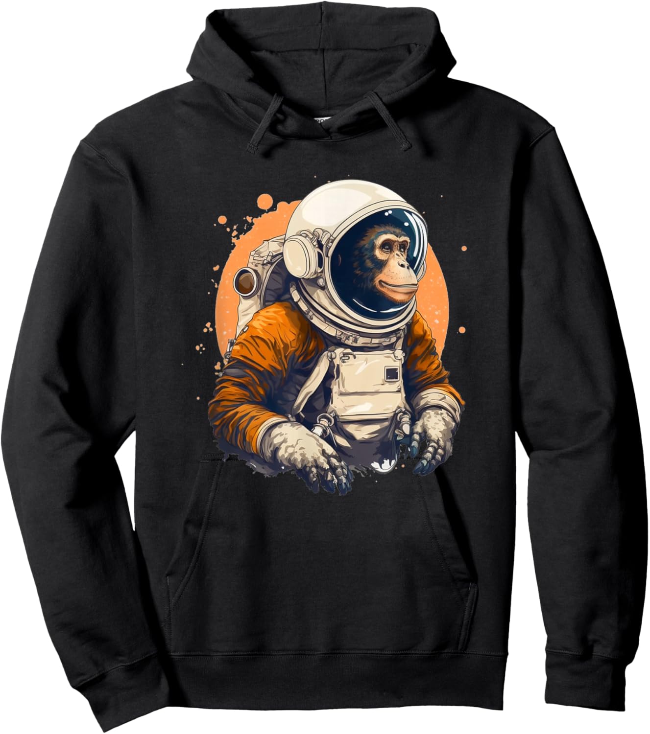 Space Vintage Travel Astronaut Monkey Astronaut Hoodie - Hoodie | Black