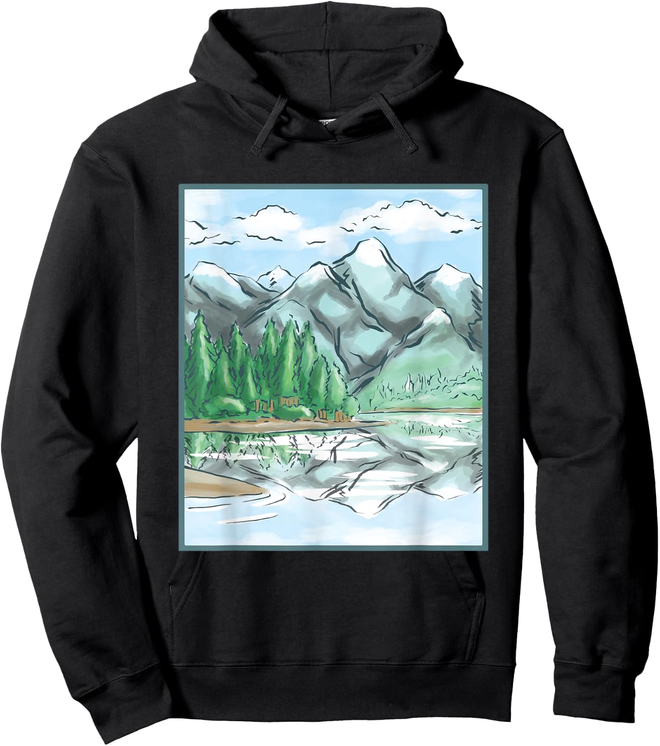 Nature Forest Lake Mountain Landscape Hoodie - Hoodie | Black