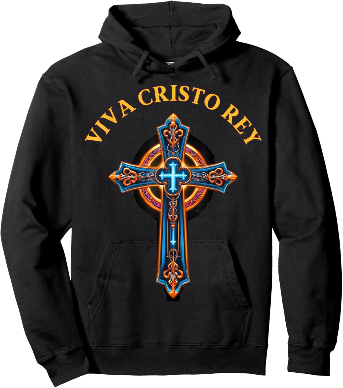 Roman Catholic Viva Cristo Rey Cristeros Cross Hoodie - Hoodie | Black
