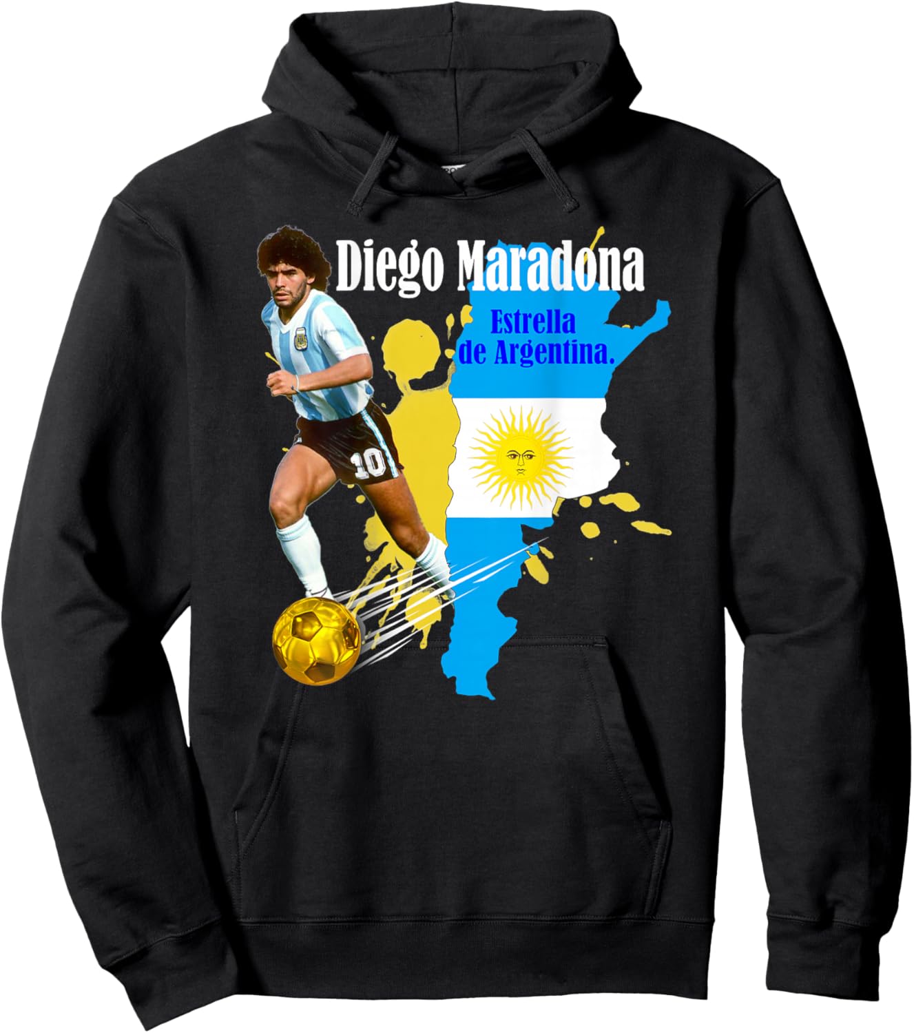 Diego Maradona_005_Back Printed Hoodie - Hoodie | Black