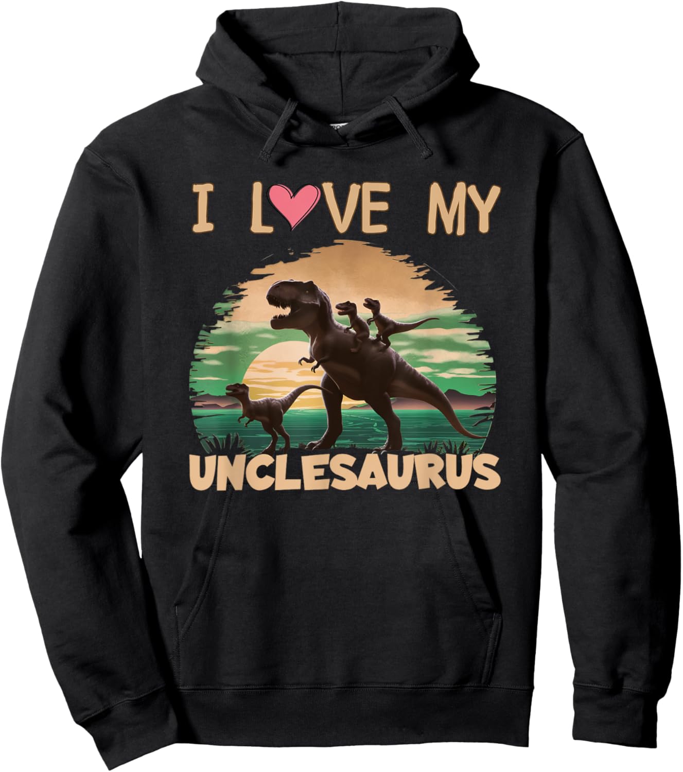 I love my Unclesaurus Uncle Dinosaur Niece Nephew Hoodie - Hoodie | Black