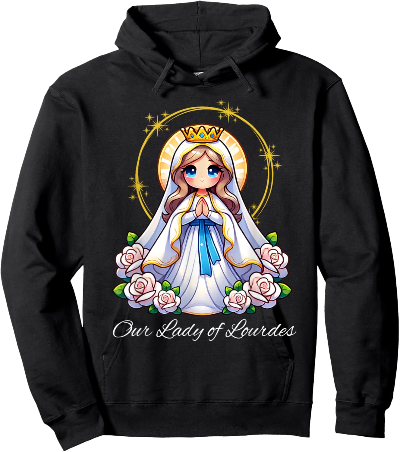 Our Lady of Lourdes Pray Mary Cute Women Catholic Girls kids Hoodie - Hoodie | Black