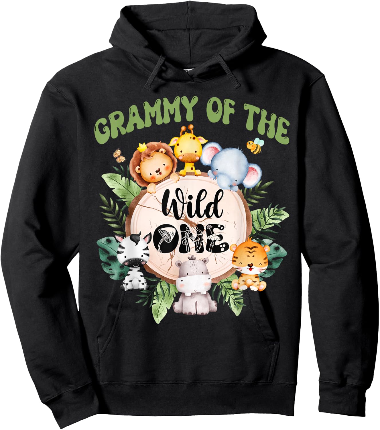 Grammy Of The Wild One 1st Birthday Safari Family Matching Hoodie - Hoodie | Black