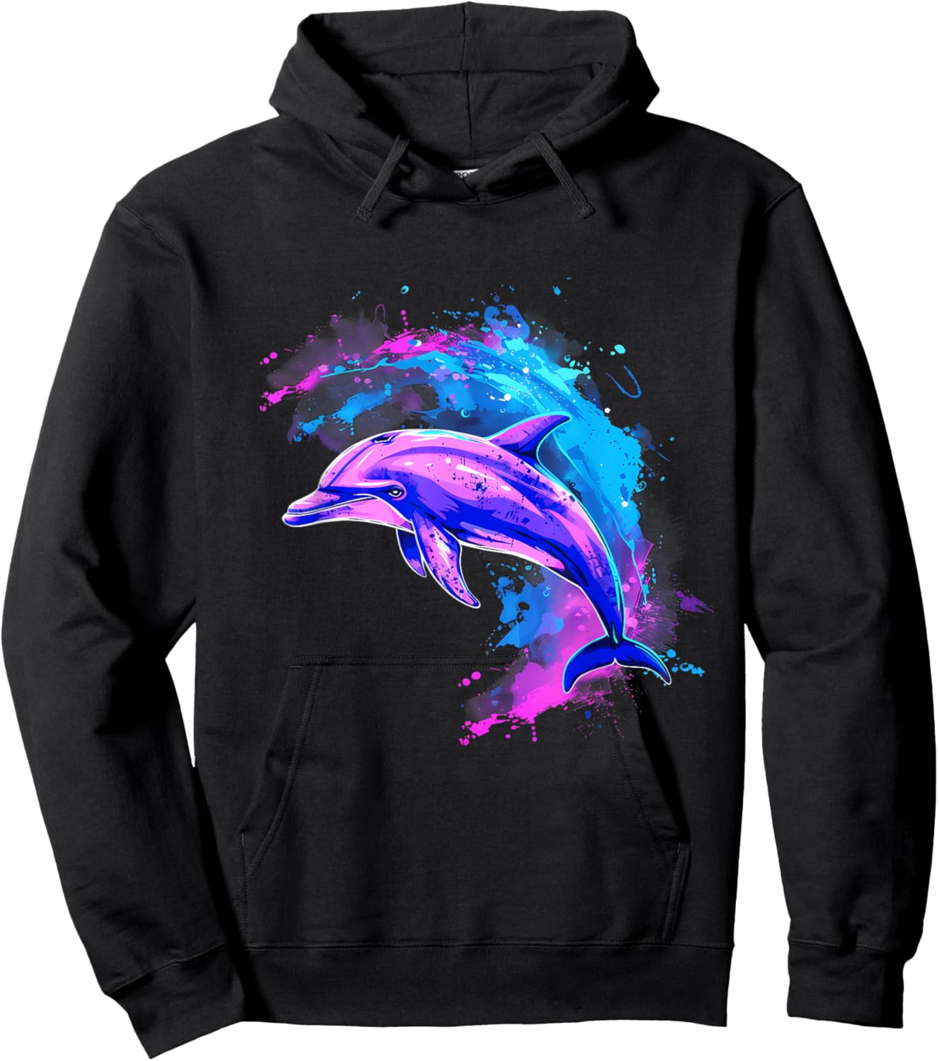 Dolphin Sea Ocean Animal Ocean Sea Dolphin Watercolor Hoodie - Hoodie | Black
