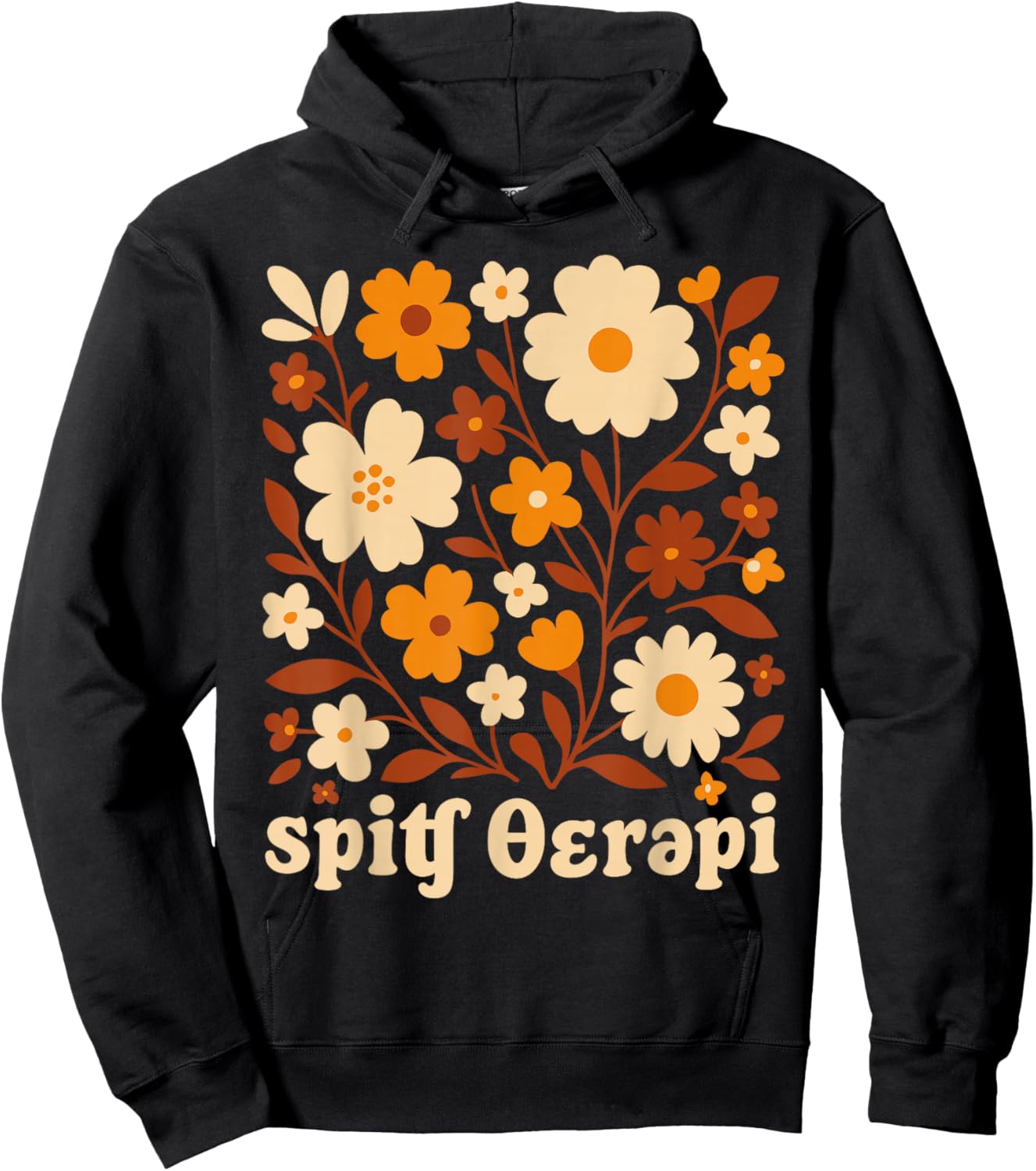 Thanksgiving Speech Therapy Fall Boho Floral SLP Hoodie - Hoodie | Black