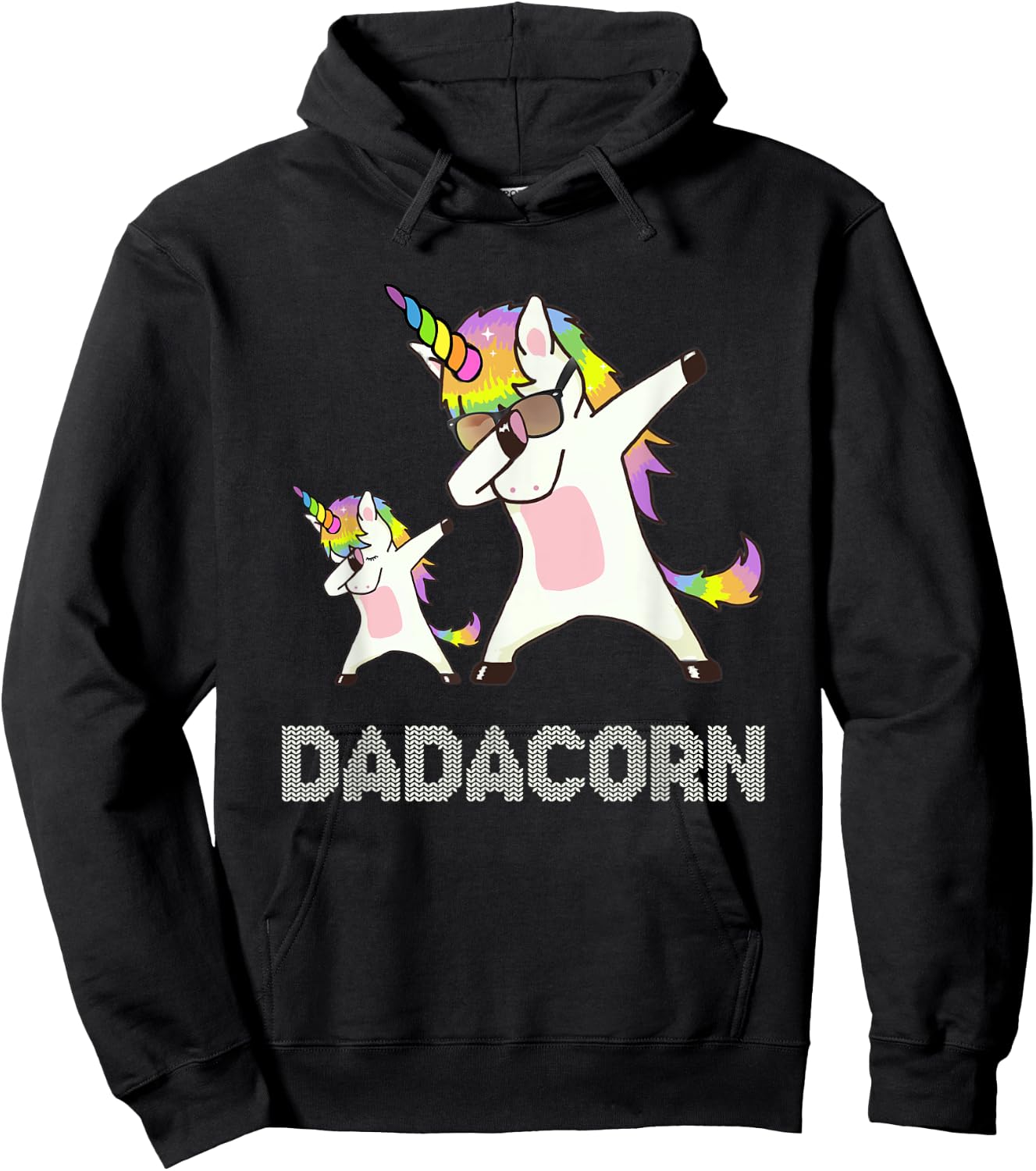 Dadacorn Unicorn Dad - Men-Adults - Black - Small - Short Sleeve - Cotton, Polyester Hoodie - Hoodie | Black
