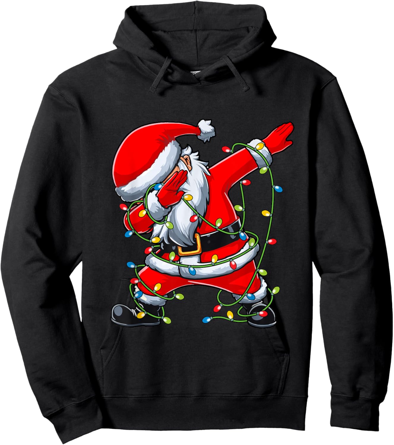 Santa Christmas Tree Lights Boys Girls Kids Dab Xmas Hoodie - Hoodie | Black
