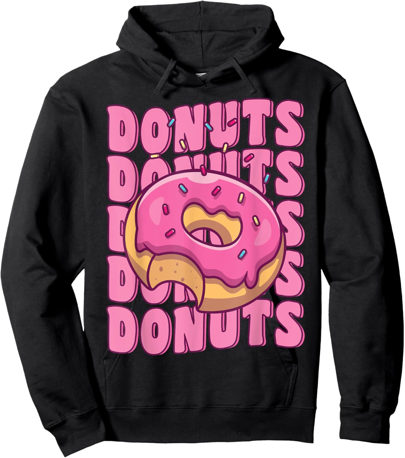 Groovy Pink Donut Squad Sprinkles Donut Lover Matching Donut Hoodie - Hoodie | Black