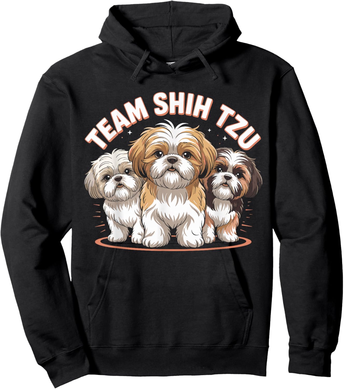 Shih Tzu Team Cute Cartoon Dog Moms Dads Owners Pet Shih Tzu Hoodie - Hoodie | Black