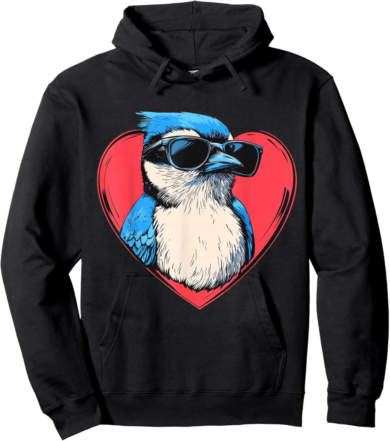 Retro Blue Jay Bird Lover Men Women Kids Valentines Day Hoodie - Hoodie | Black