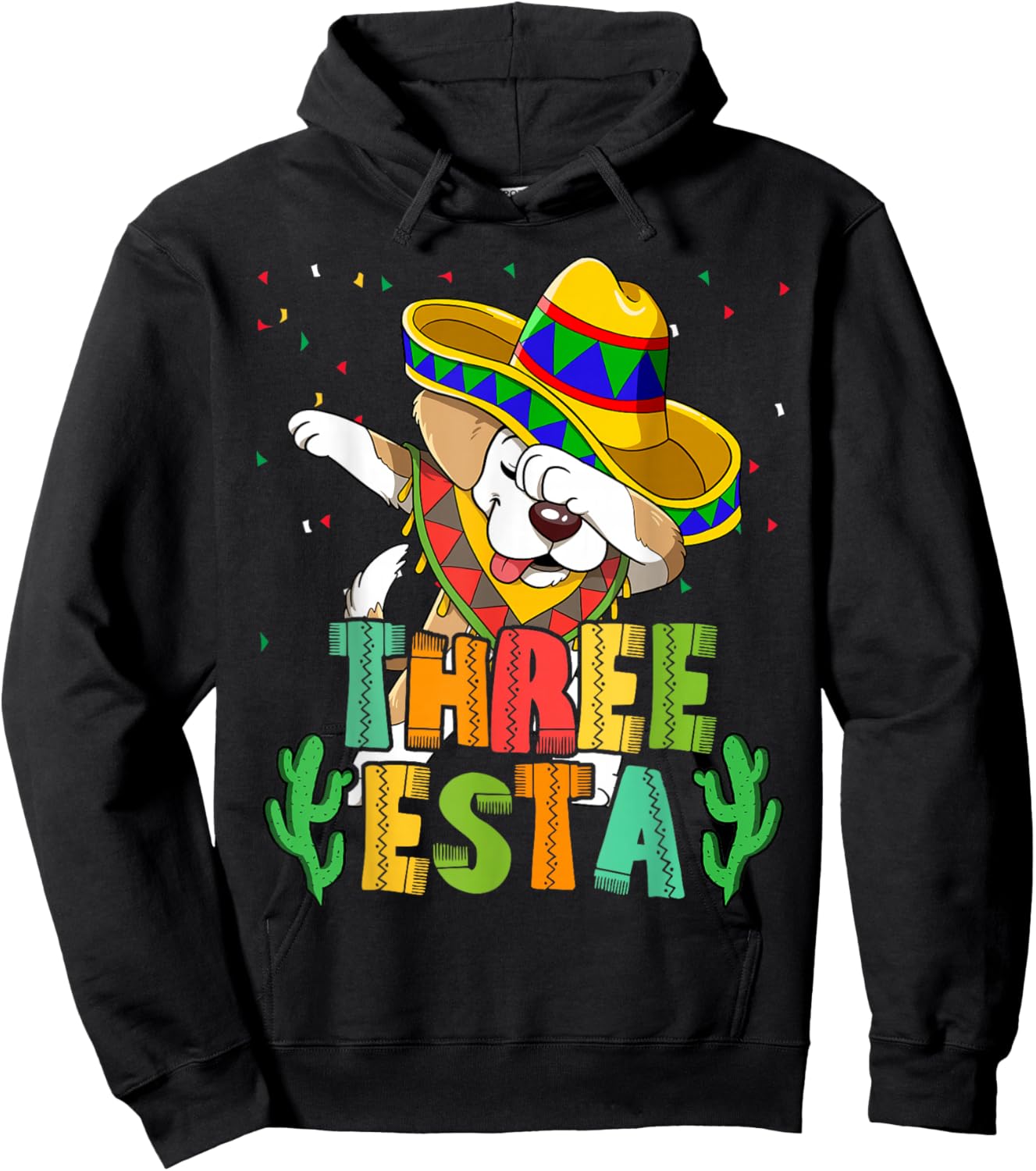 Mexican Themed Party 3rd Birthday Three Esta Hoodie - Hoodie | Black
