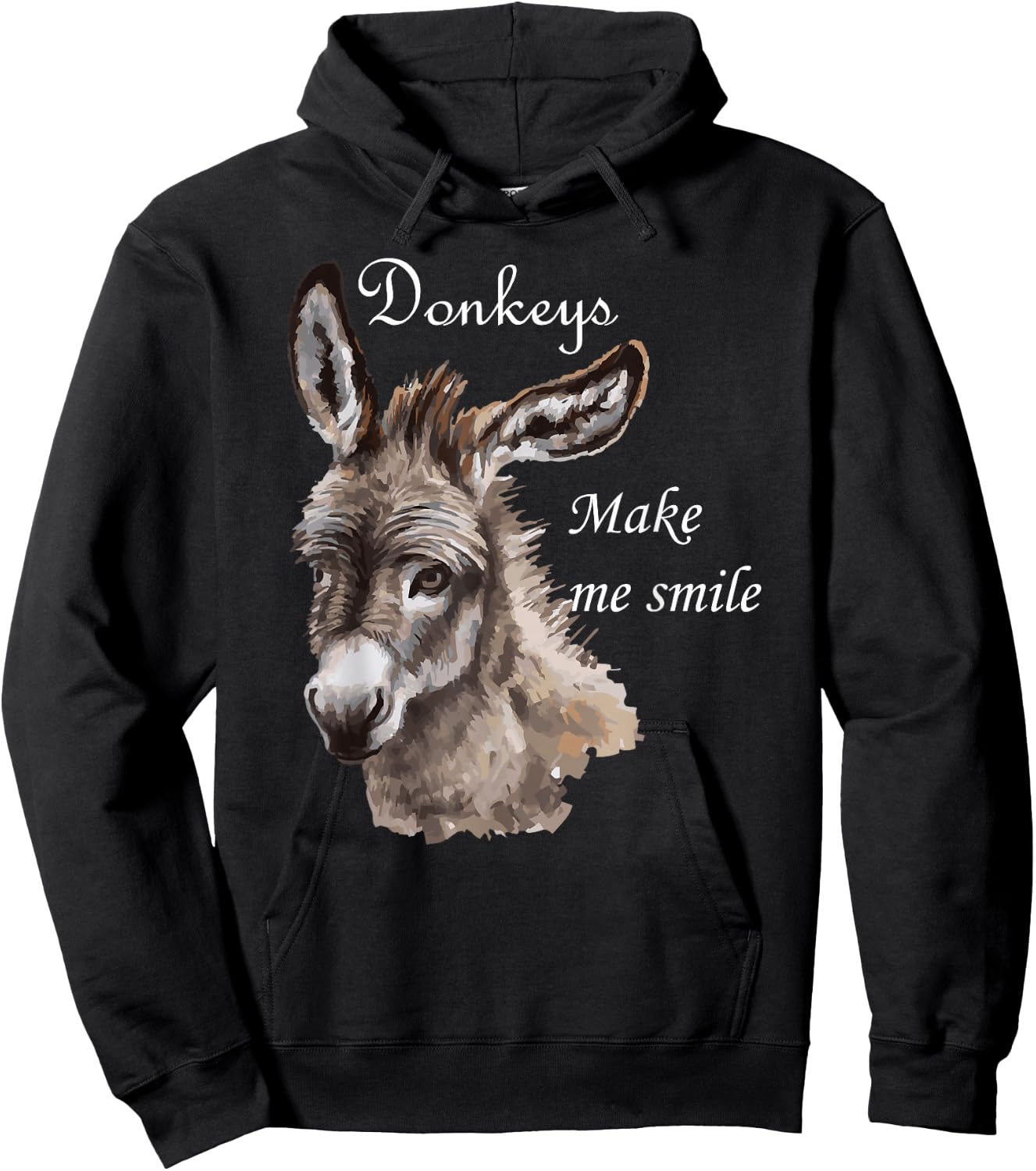 Donkeys Make Me Smile Cute Miniature Donkey Mini Donkey Gift Hoodie - Hoodie | Black