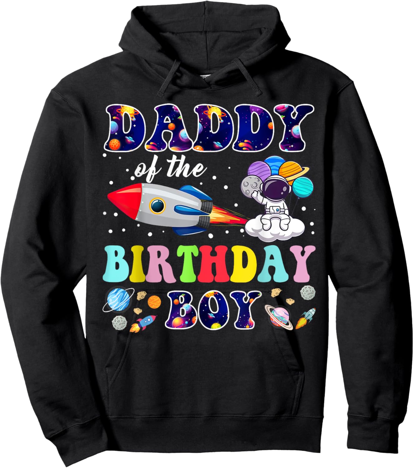 Daddy of The Birthday Boy Space Astronaut Birthday Family Hoodie - Hoodie | Black