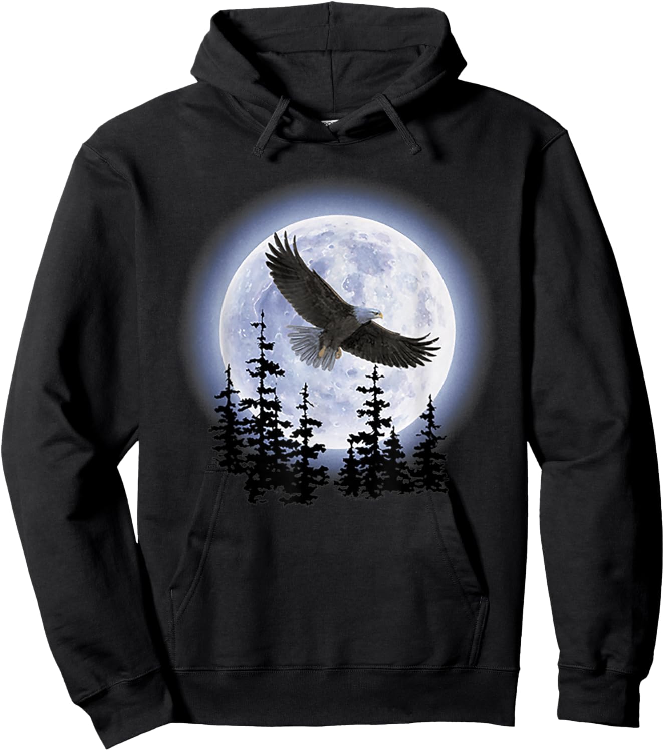 Bald Eagle with Moon Hoodie - Hoodie | Black